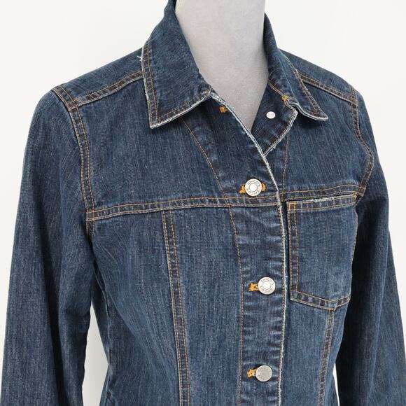 Chicos Denim Dress 0 Womens Small 4 Blue Stretch Cotton Jean Pockets Vintage - Picture 6 of 16